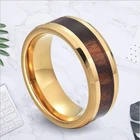 Мужское винтажное деревянное кольцо, классическое кольцо из нержавеющей стали золотого и синего цвета, 2020