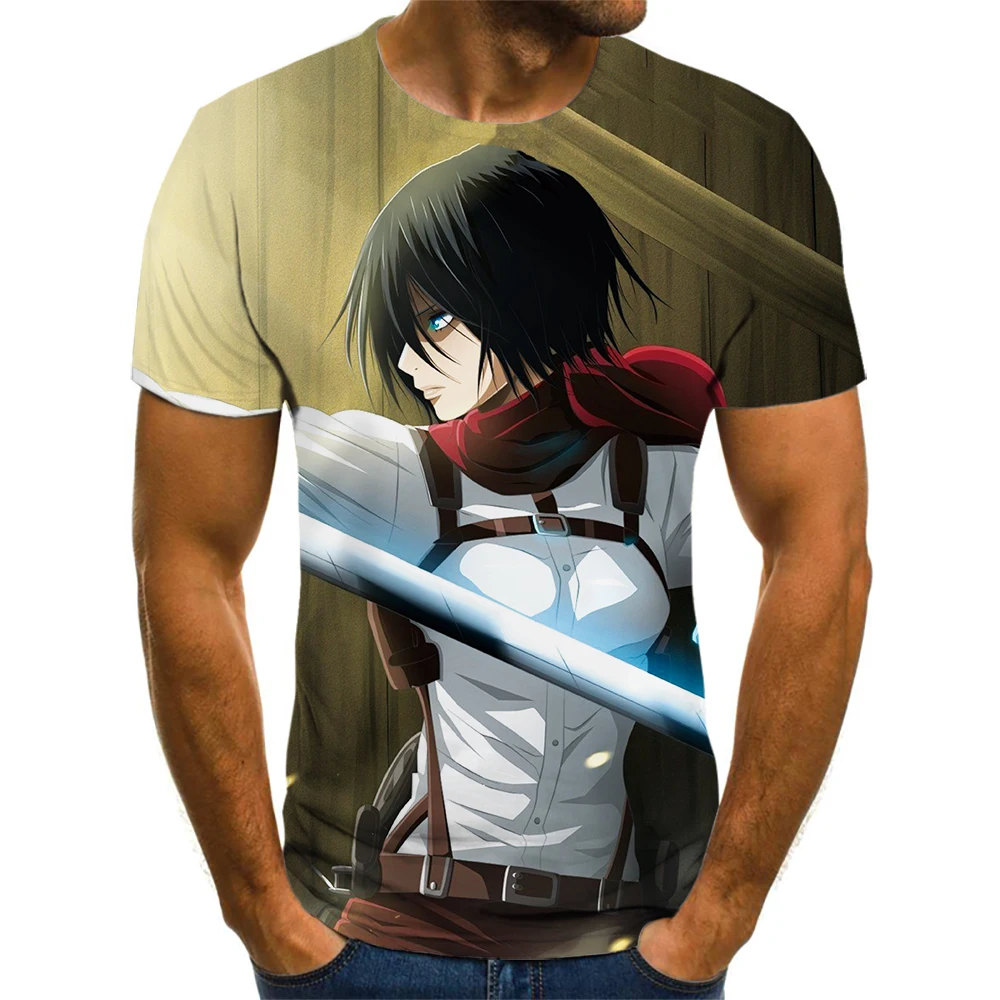 Футболка мужская с аниме-рисунком свободная тенниска в стиле Харадзюку