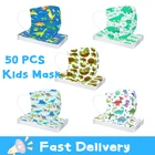 Маска одноразовая детская 3-слойная с петлями для ушей, пылезащитная дышащая маска для лица, 50 шт.