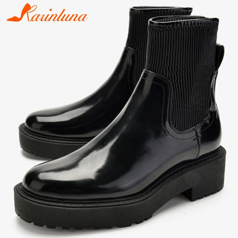 

Женские повседневные ботинки KARINLUNA, ботильоны на массивном каблуке, с круглым носком, на платформе, осень 2020