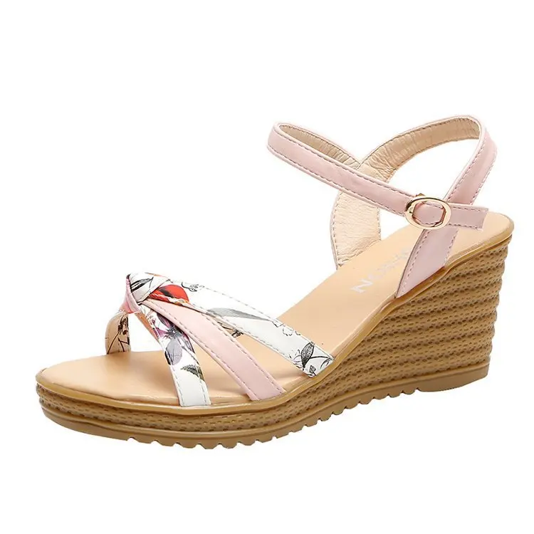 

2021 Sandals Ladies Shoes Summer Clogs Wedge Buckle High Heels All-Match Espadrilles Platform New Multicolored High-heeled Strap