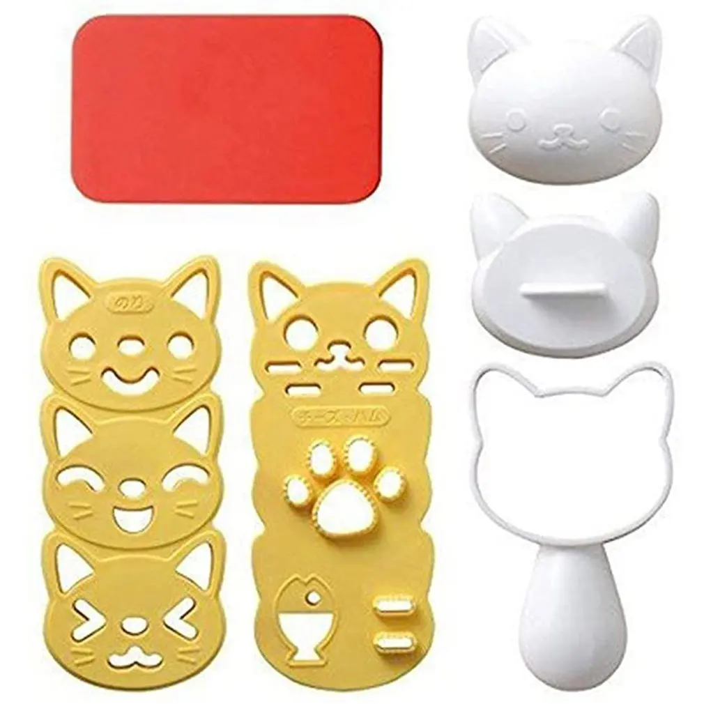 

Cat Shape Sushi Accessories Mold Rice Ball Cartoon Mold With Pattern Sushi Bento Nori Kitchen Rice Decorating Kits
