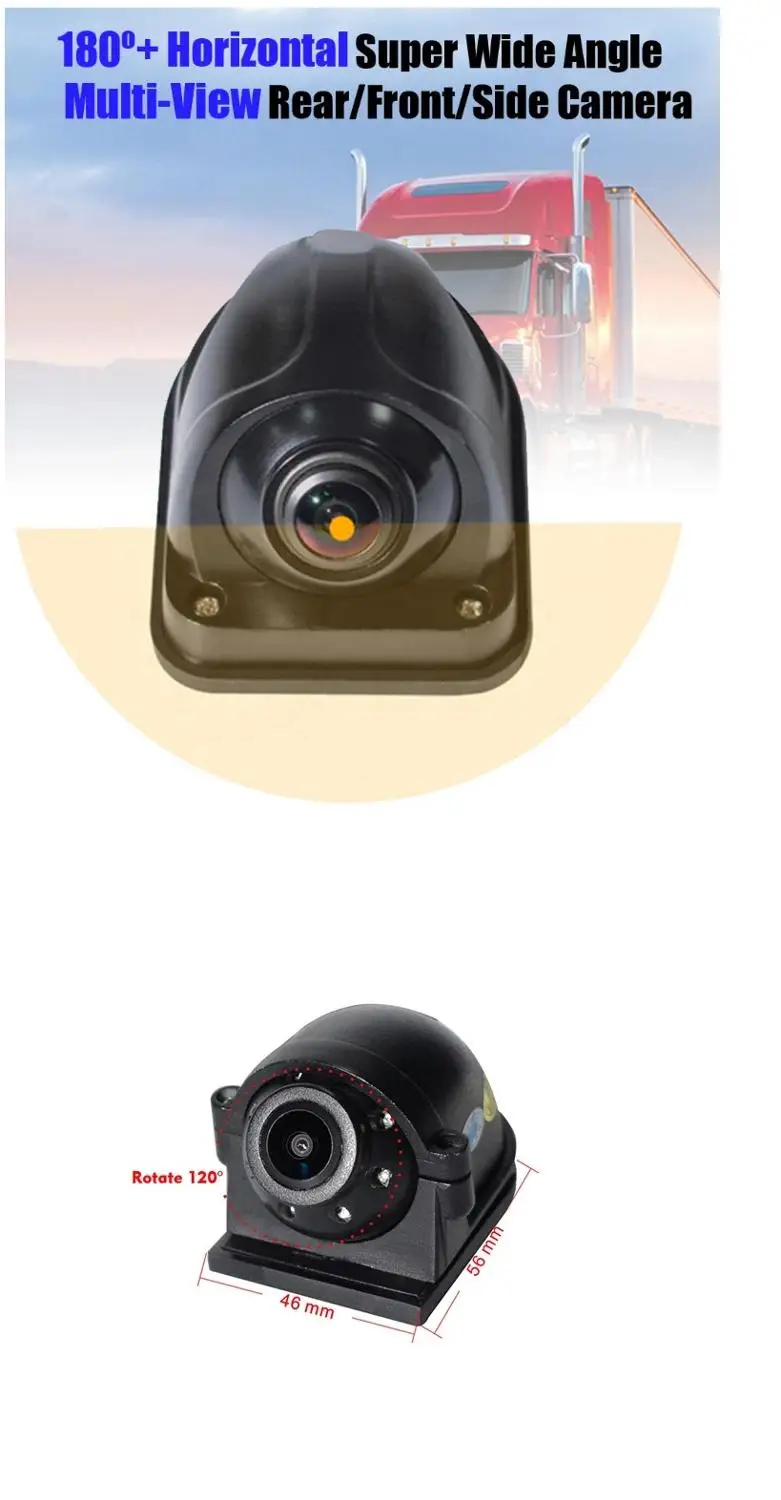 

Sony sensor Starlight IP69K 180 Degree Super Wide Angle Rear View Side AHD 1080P Camera IP68 for truck bus heavy duty vehicle
