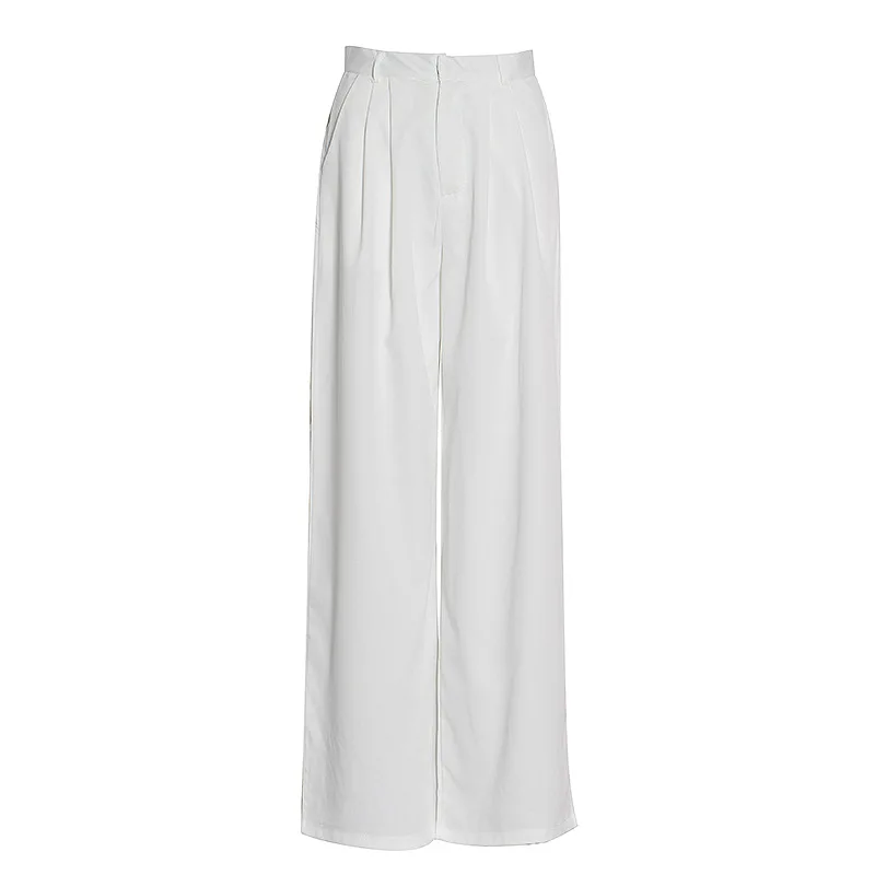 

Women's Wide Leg Pants High Waist Zipper Pocket Big Size X Long Trousers Spring Female Fashion OL Clothing