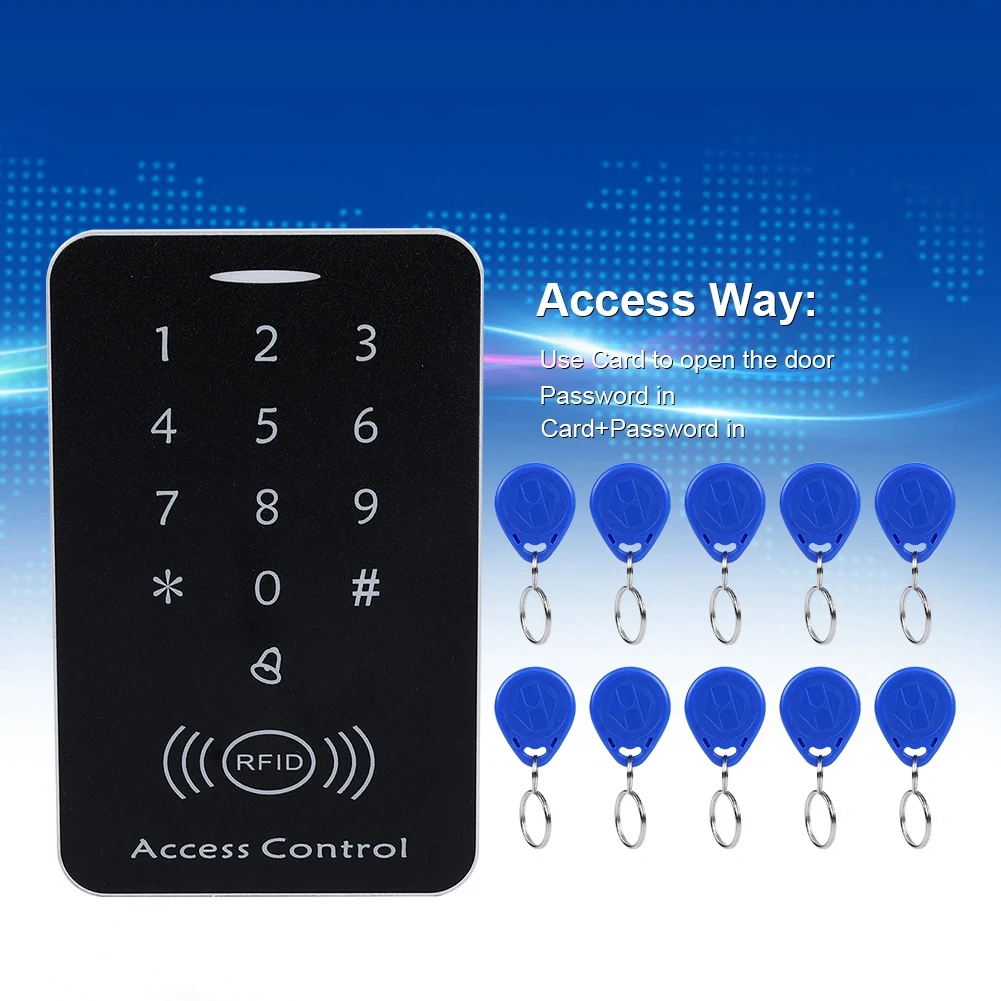 DC 12V система контроля допуска к двери RFID Card Reader пароль с 10 ключи доступа и учета