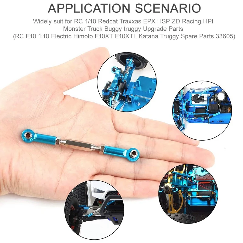 

6 RC Adjustable Screw Rod Aluminum Alloy Connecting Rod RC 1/10 RC Steering Rod for Auto Parts 81mm-96mm Blue