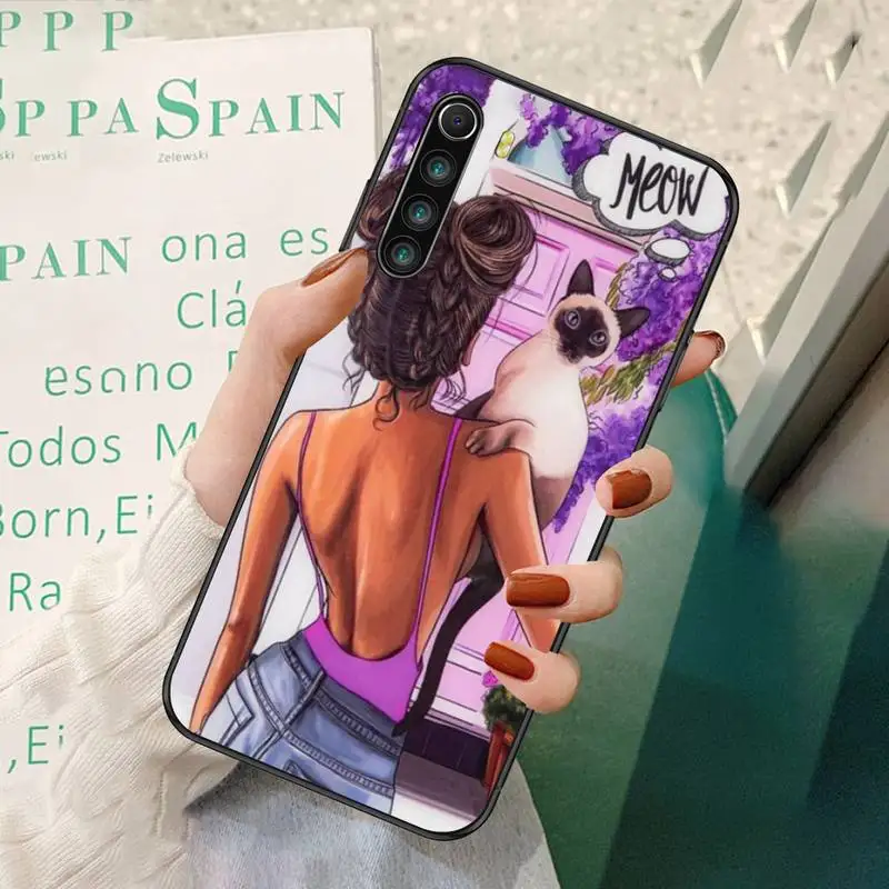

Fashion Girl Soft Cover Phone Case For Redmi 7 8 9 A K20 30 Pro Note 8 9 Pro 9s