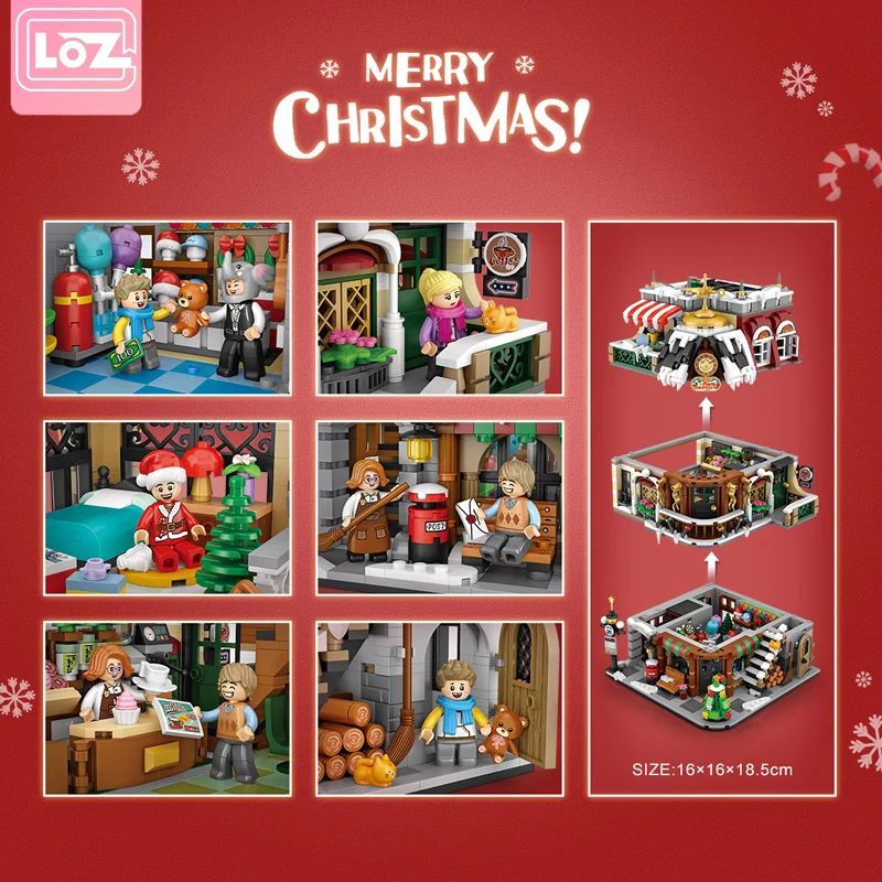 2506pcs loz mini blocks christmas coffee house shop three floors santa claus tree bricks toys for kids adults xmas gift loz1054 free global shipping