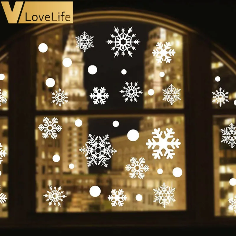 48 шт./компл. рождественские наклейки на окно Снежинка для офиса товары