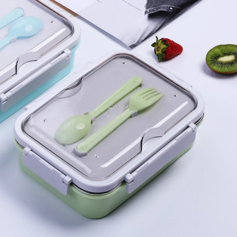 Ланч-бокс контейнер для еды детский школьных бенто снэк-бокс с 2 разделителями 304