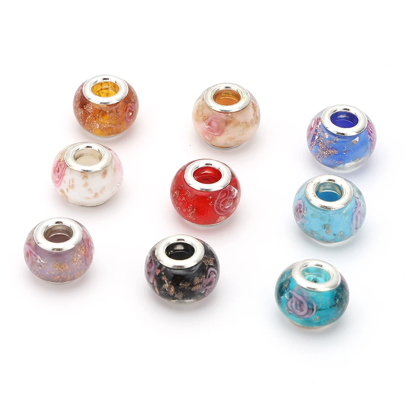 10 шт./лот бусины с внутренним отверстием диаметром 4 мм цветные стеклянные