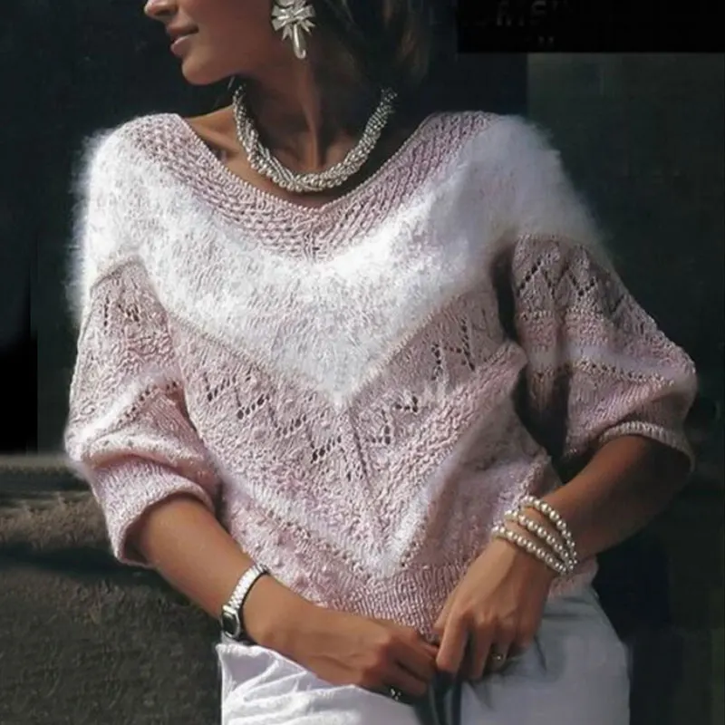 Новинка весенний женский свитер с длинным рукавом и О-образным вырезом