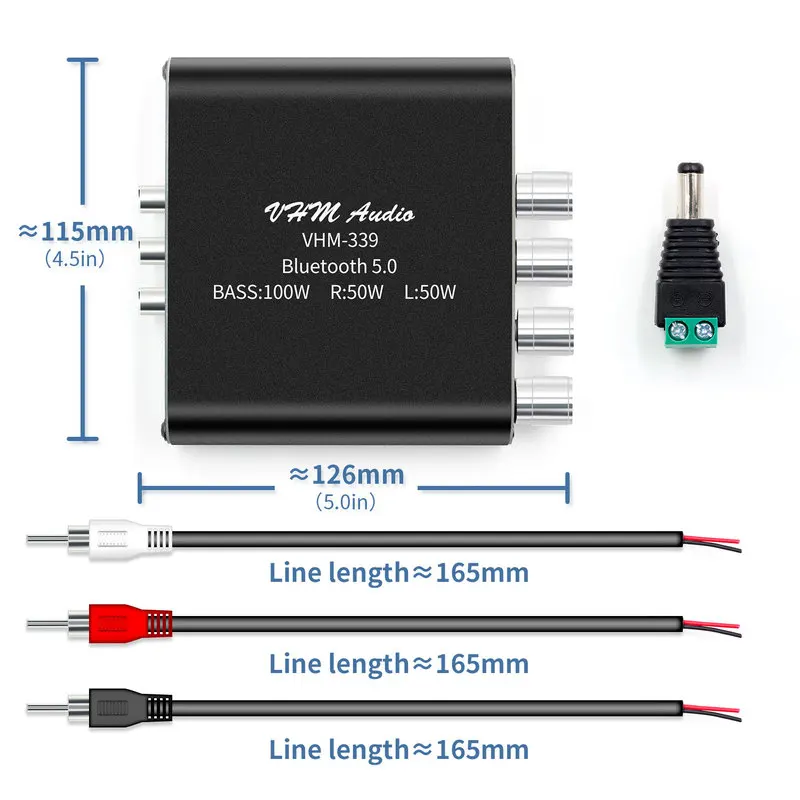 VHM 339 Hi Fi Bluetooth 5 0 TPA3116D2 цифровой Мощность усилитель 2 1 канал 2*50 Вт + 100 стерео аудио