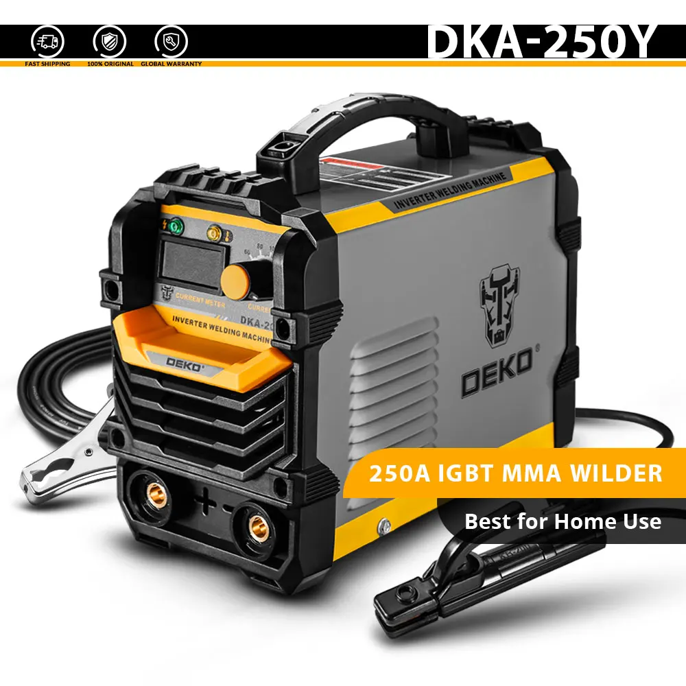 DEKO DKA серии инвертор постоянного тока дуговой сварки под флюсом 220V IGBT MMA сварочный аппарат 120/160/200/250 ампер для дома начинающих легкий эффективный - Цвет: DKA-250Y