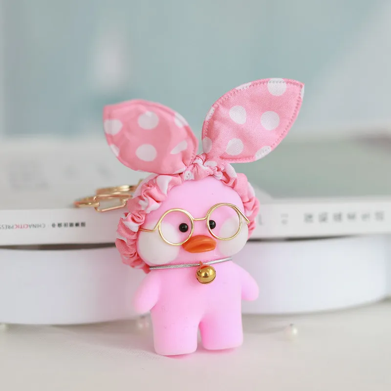 

Cute Cartoon Flocking Duck Doll Keychain Fashion DIY Keyrings Women Bag Backpack Pendant Mobile Phone Charms Decoration Hot