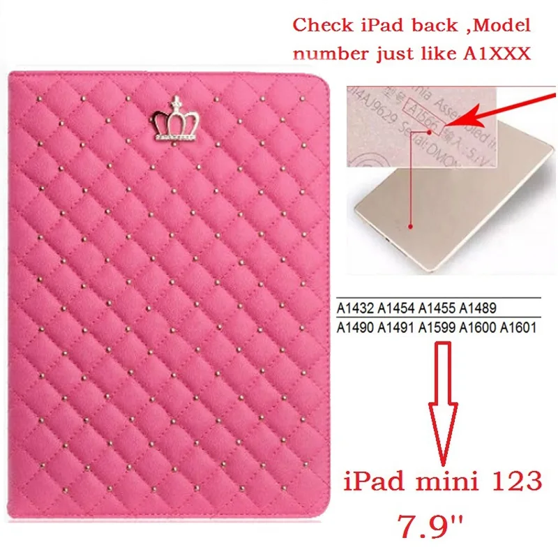 mini123 Rose 7," Роскошная корона Coque для iPad mini 2 3 Smart Case A1432 A1454 A1490 магнитная искусственная кожа для iPad mini 2 mini 3 Чехол-подставка - Цвет: mini123 Rose