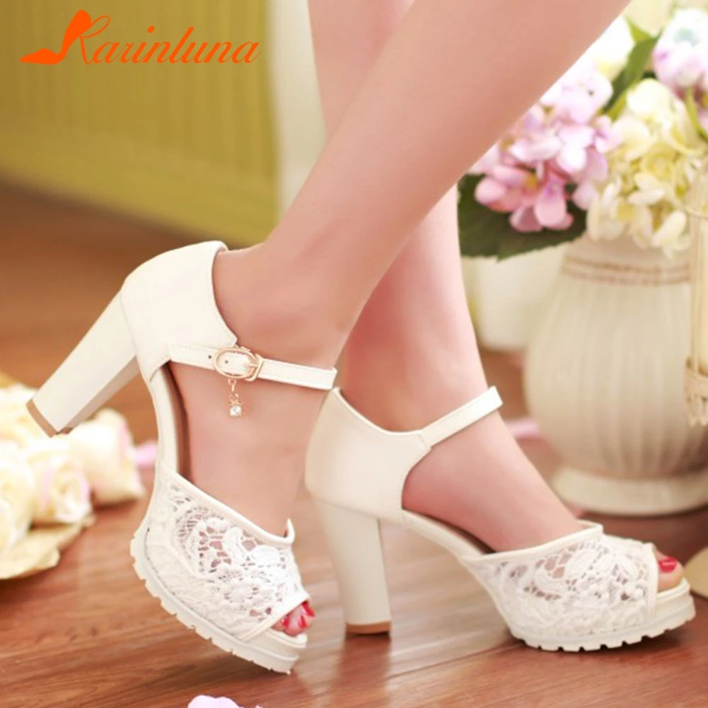 

Женские босоножки с открытым носком Karinluna, сандалии на высоком каблуке, туфли для свидания, большой размер 32-43, лето 2020