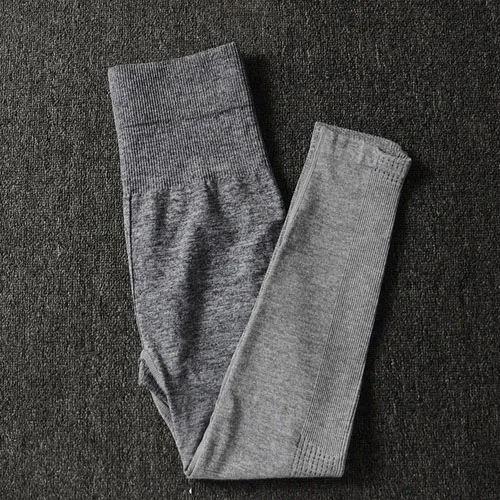 Gray Ombre Бесшовные штаны для йоги женские леггинсы с высокой талией эластичный животик контроль фитнес тренировки тайтсы, леггинсы для бега спортивные штаны - Цвет: Gray
