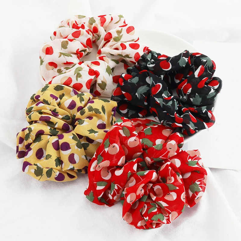 Резинки для волос с принтом вишни 1 шт. держатель хвостика женщин и девочек