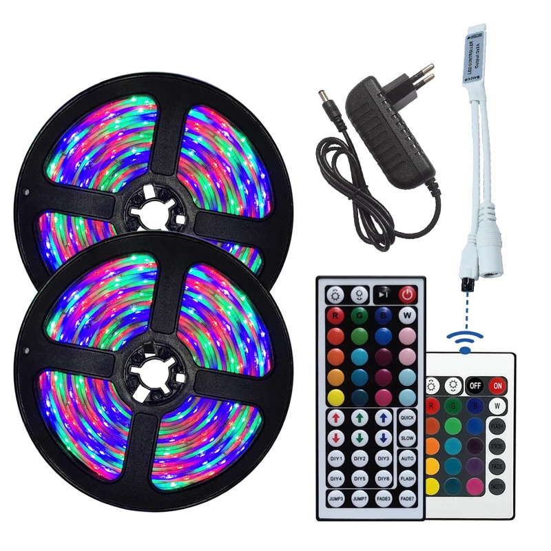 Светодиодный ленточный светильник RGB 5050 SMD 2835 DC 12V гибкий светодиодный Luces лента 5M