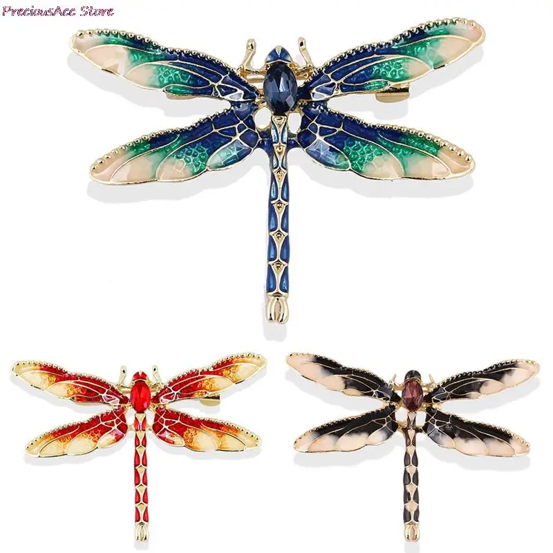 1 шт. Зеленый Красный Черный Эмаль Стрекоза Броши насекомыми для женщин и мужчин
