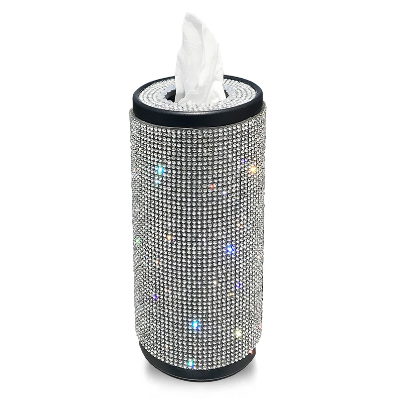 

Bling Crystal Car Tissue Box Creative Diamond Paper Towel Tube Auto Tissue Paper Holder Case Home for Girls Car Accessories