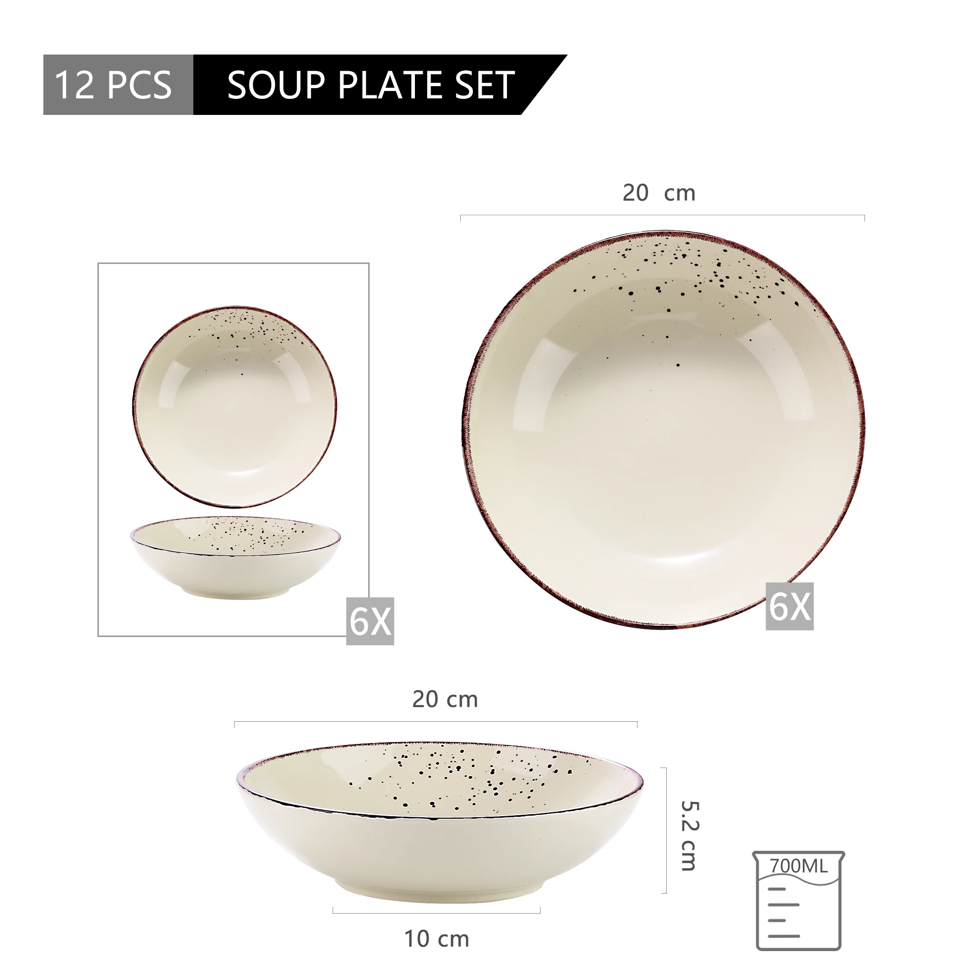 

Vancasso Navia Orange 4/8/12-Piece Vintage Nature Stroneware Ceramic Soup Plate Set Snack Salad Fruit Tableware Deep Plate Set