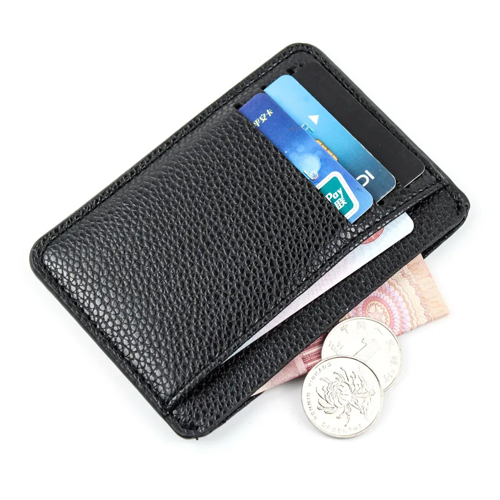 Men Card Holder PU Leather 6 Cards Slot Ultra-thin Lichee Pattern Wallet H9 | &amp ID Holders
