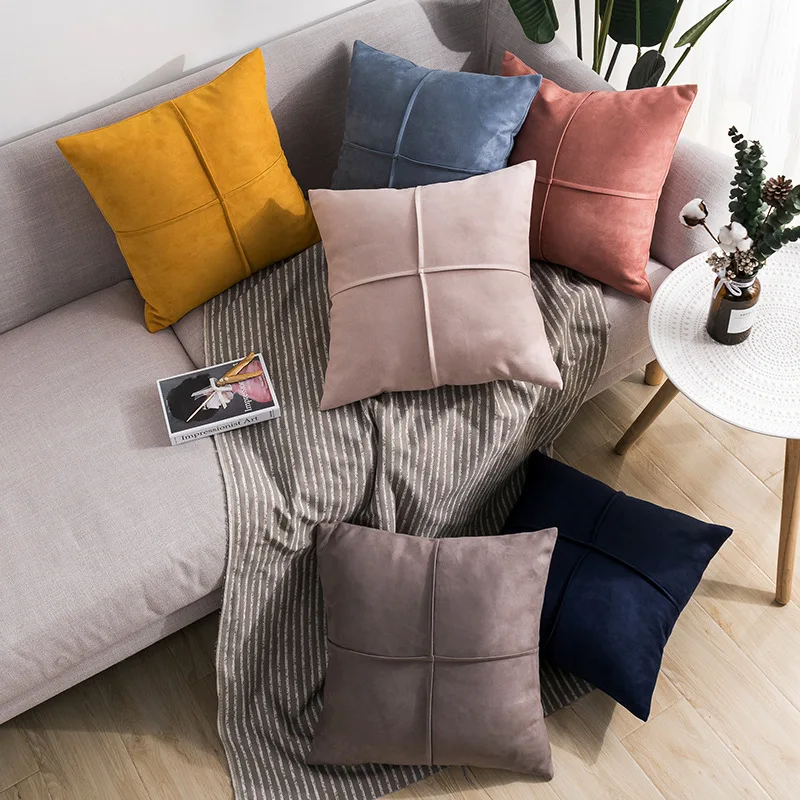 

45x45cm Luxury Pillows Cover Cushion Solid Color Suede Pillowcase Simple Ins Style Sofa Cushion Throw Pillow Covers Decorative