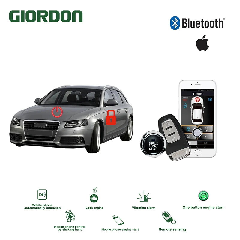 Автомобильный БЕСКЛЮЧЕВОЙ сигнализатор с универсальной ios APP дистанционный