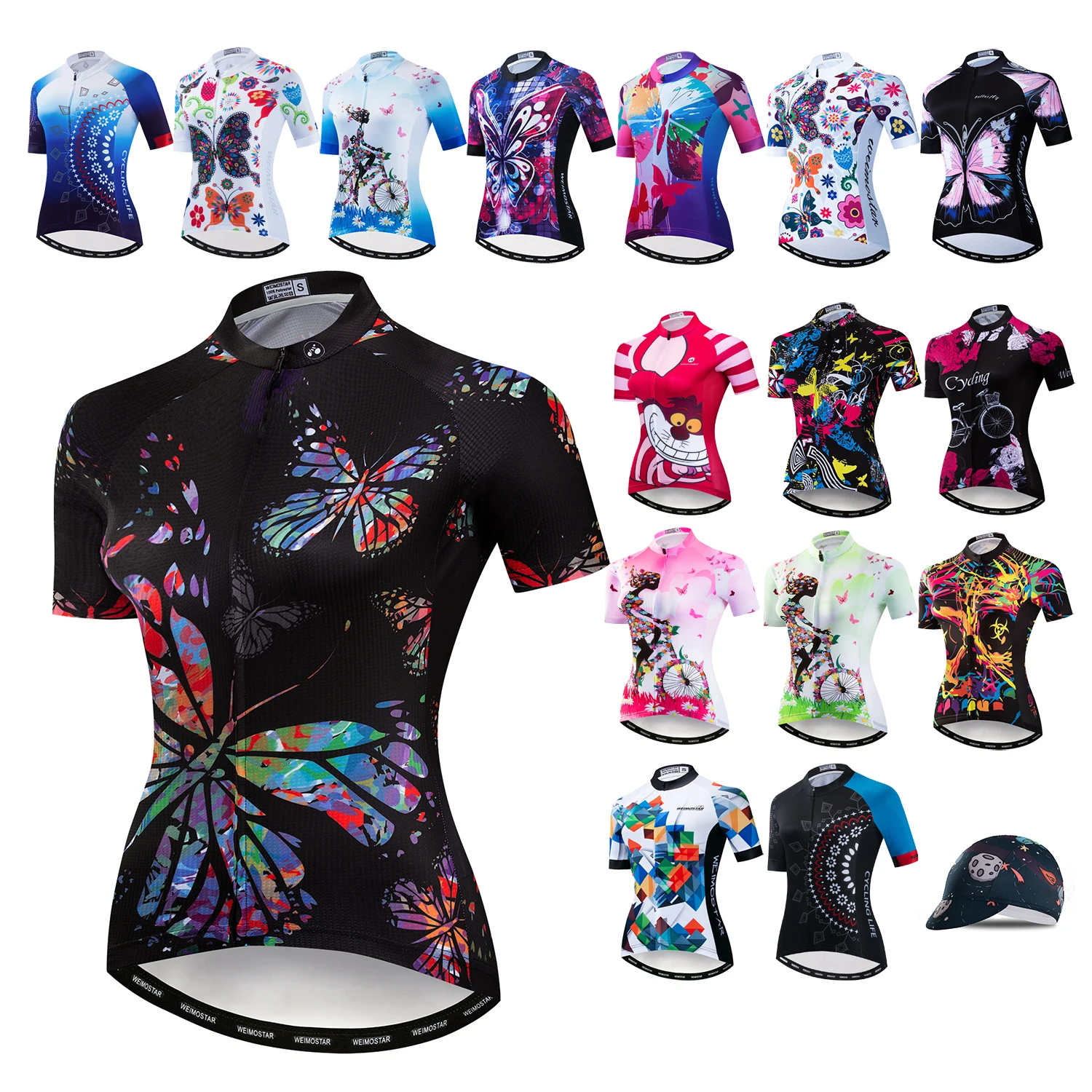 

JPOJPO Bicycle Jersey Top butterfly 2021 Short Sleeve Summer Cycling Jersey Shirts Black Pro Sport Bicycle Clothing Bike wear