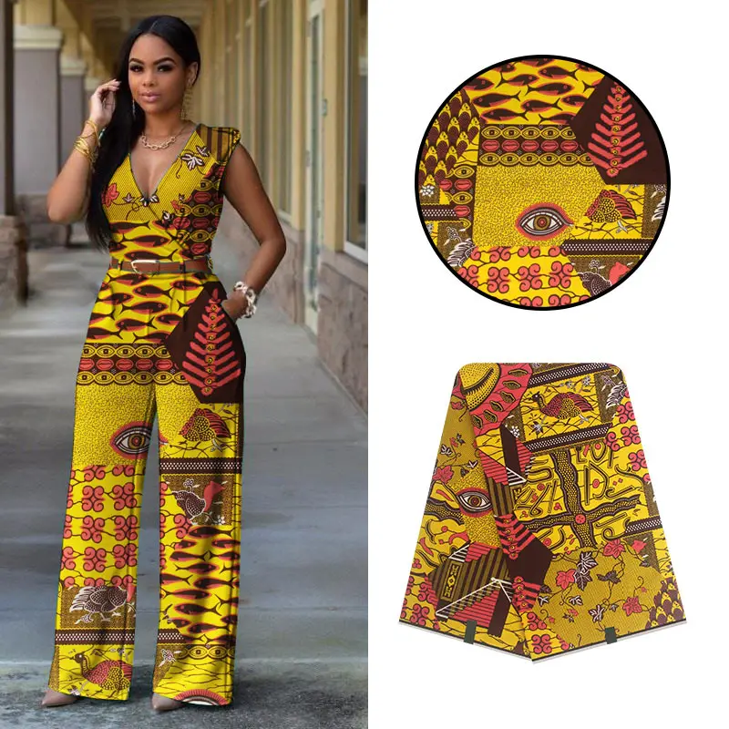 

2021 New Ankara Fabric 6 Yards African Wax Print Fabric High Quality 100% Cotton Nigerian Ghana Wax Fabric For Sewing VL-077