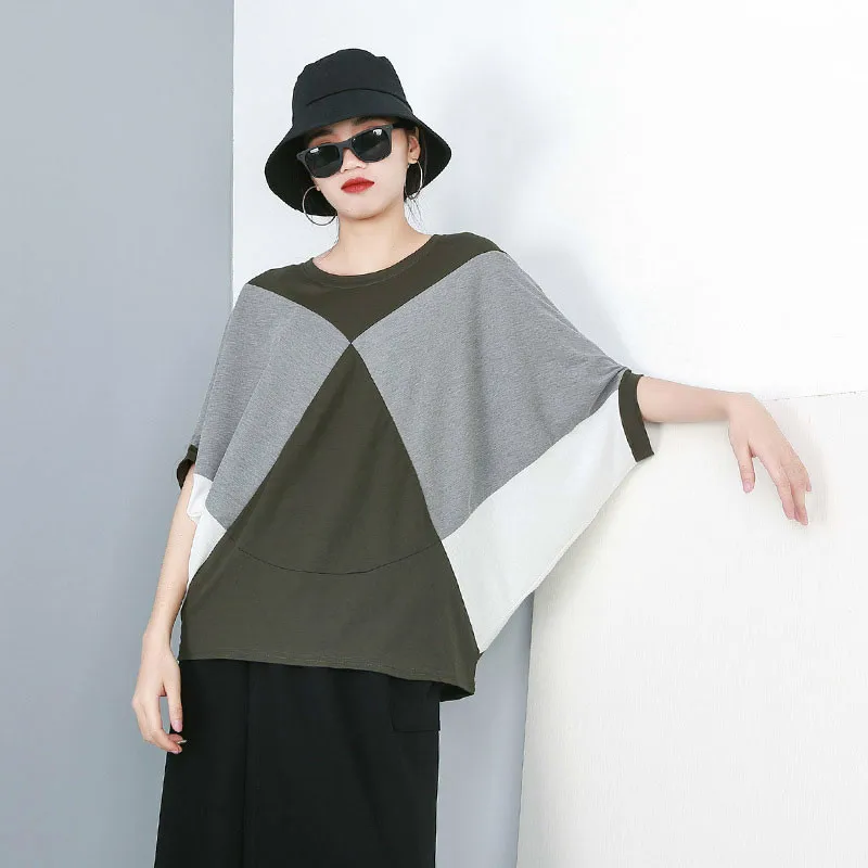 Женская свободная футболка с круглым вырезом и рукавом до локтя повседневный