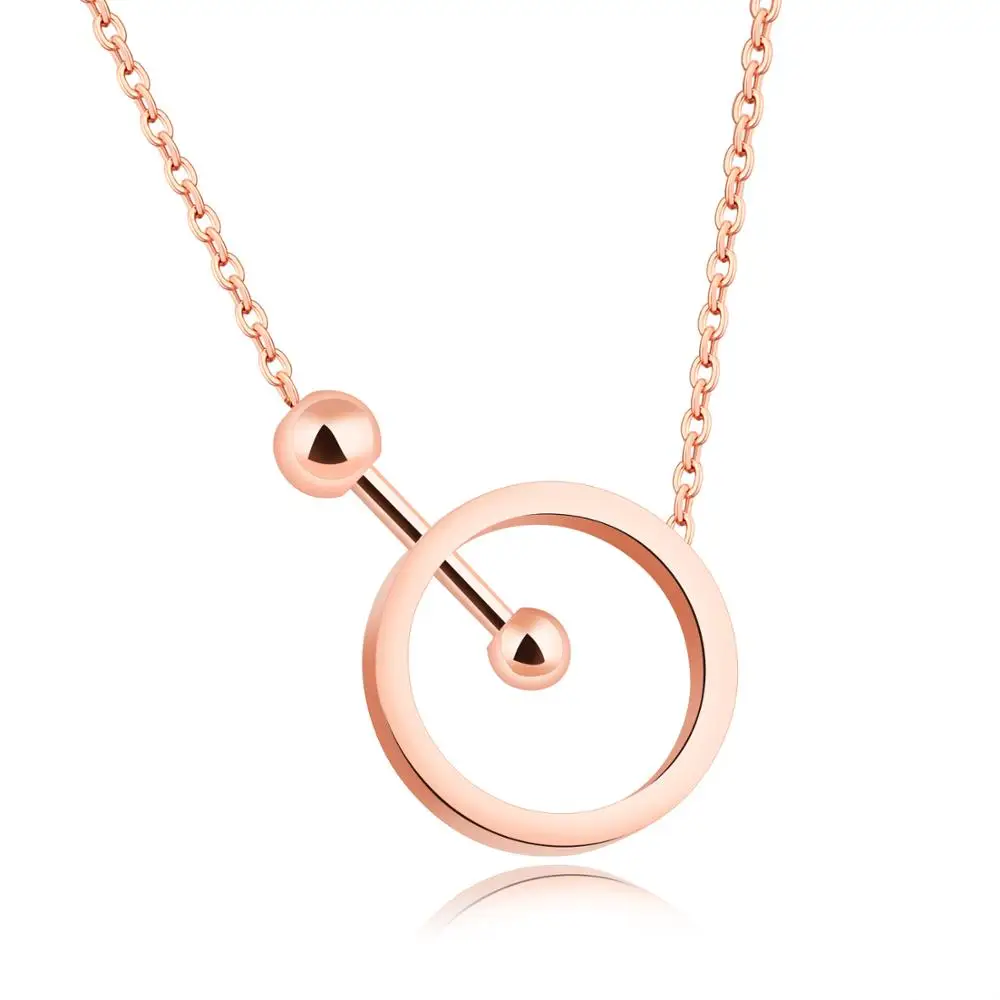 

Original Design Geometric Round Charm Pendant Necklaces For Women Titanium Stainless Steel Link Chain Choker Necklace