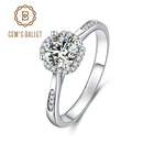 Женское Обручальное Кольцо GEM'S BALLET Round Moissanite Diamond Halo, кольцо из стерлингового серебра 925 пробы 6,5 мм 1,0ct, ювелирное изделие специального дизайна