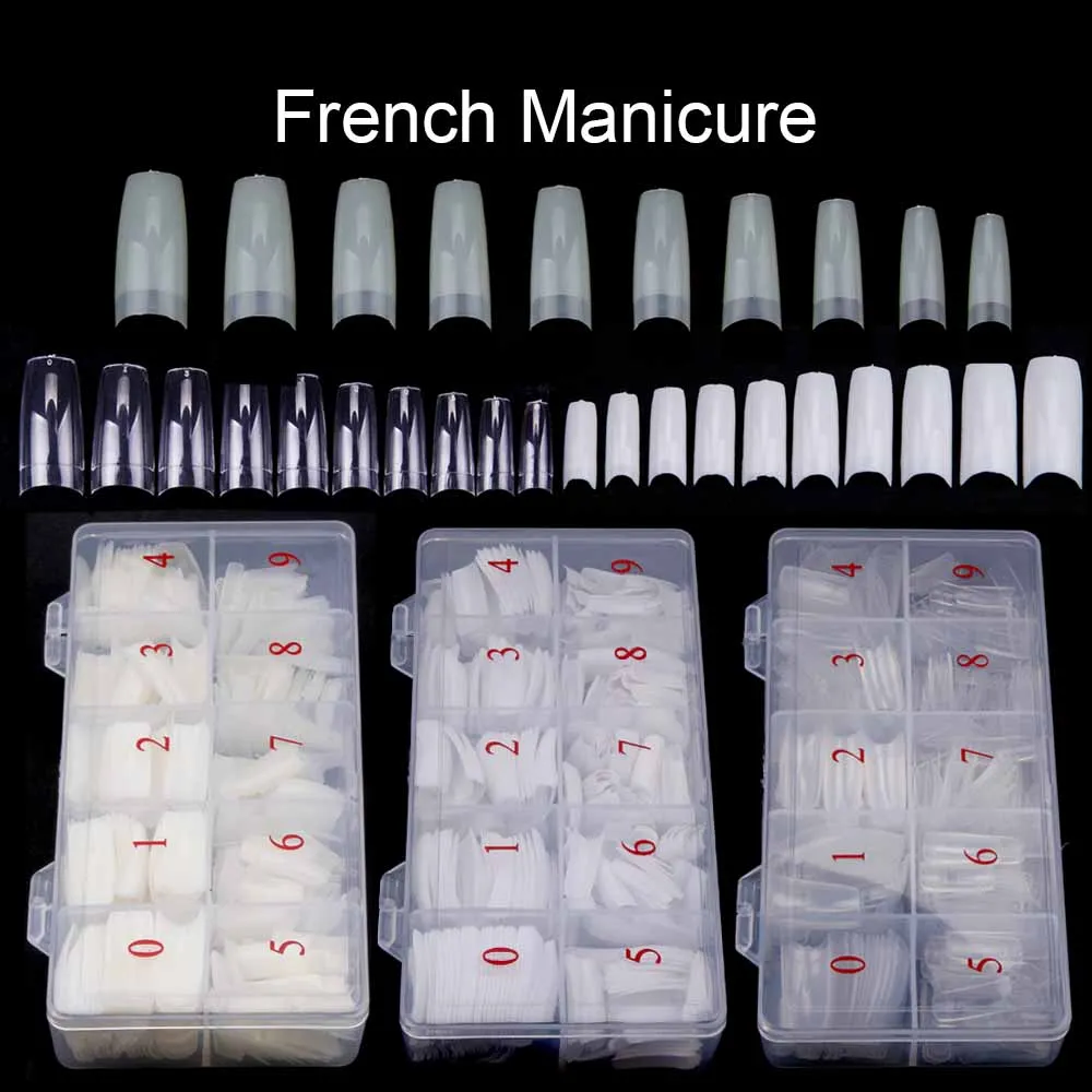 500 шт./кор. Типсы для дизайна ногтей гроб плоской формы полное покрытие Дисплей