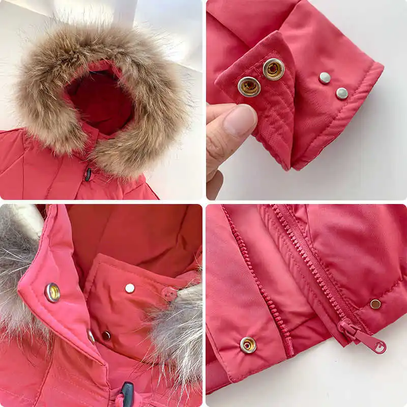 Детская зимняя куртка детская одежда длинная для мальчиков Розовая Одежда