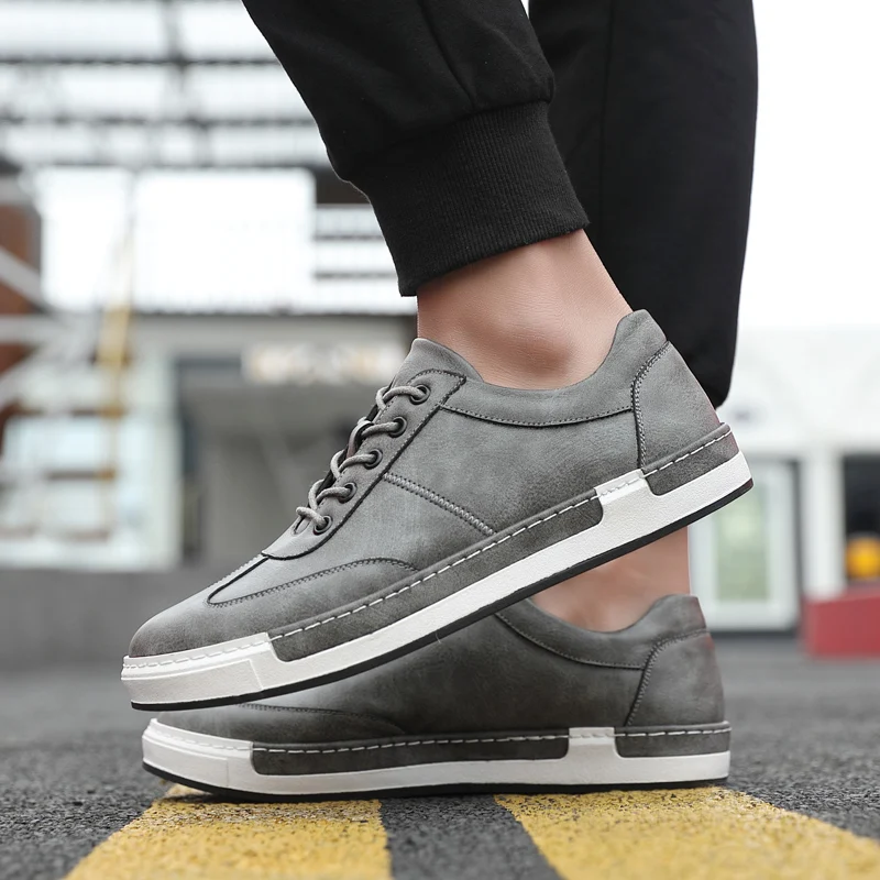 Мужские повседневные кроссовки BIMUDUIYU прогулочные кожаные ручной работы на