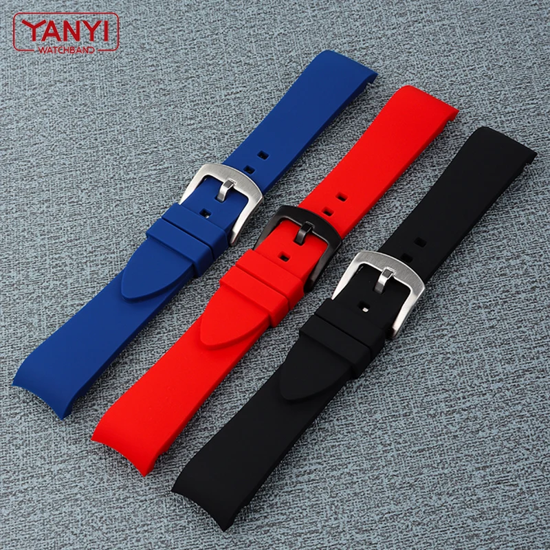 Curved end Rubber watchband 18mm 19mm 20mm 21mm 22mm 24mm watch strap for omega seiko rolex tissot Tudor watch band bracelet