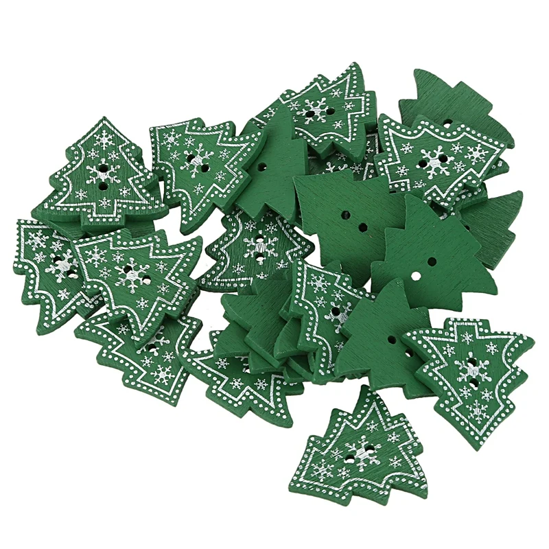 Промо акция! 25 шт. украшение в форме рождественской елки деревянные пуговицы с