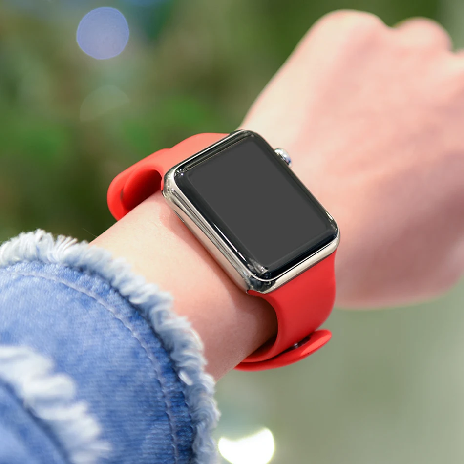 Мягкий силиконовый сменный спортивный ремешок для Apple Watch 5 4 3 2 1 38 мм 42 мм ремешок для часов Iwatch series 4 40 мм 44 мм