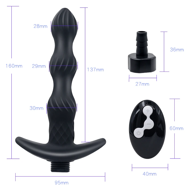 10 Speeds Shower Enema Vibrator Silicone Hollow Plug Anus Vaginal Cleaner Nozzle Toilet Bidet For Gay Prostata Massage | Красота и