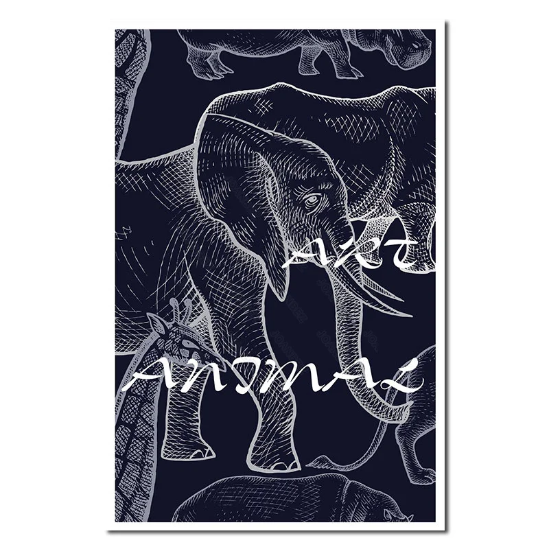 

European-style sketch elephant light-colored base English simple living room decoration poster wall wallpaper furniture art