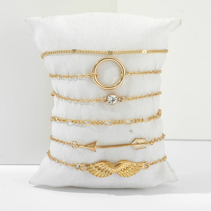 Набор геометрических браслетов Стразы в стиле панк цепочка для женщин богемные