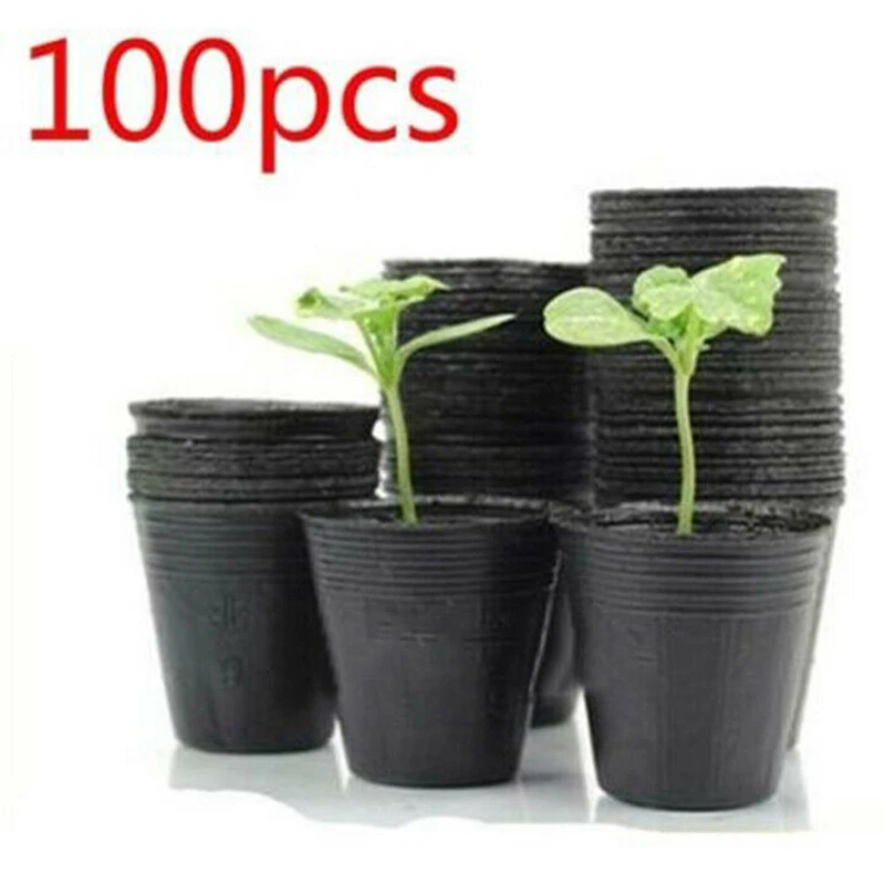 100pcs Plant Nursery Pots Plants Room Garden Nursery Pots Bags Round Flower Seedlings Sowing Growing Pot Home Garden Planter