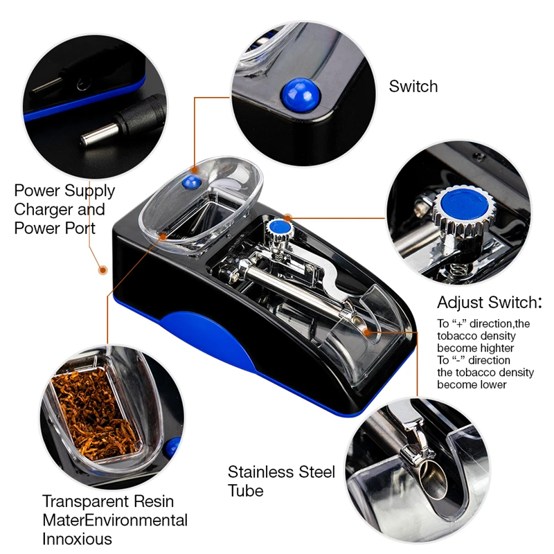 Automatic Cigarette Rolling Machine Tobacco Cigarettes Filling DIY Smoking Roller Tool Men Gadget EU Plug 8mm | Дом и сад