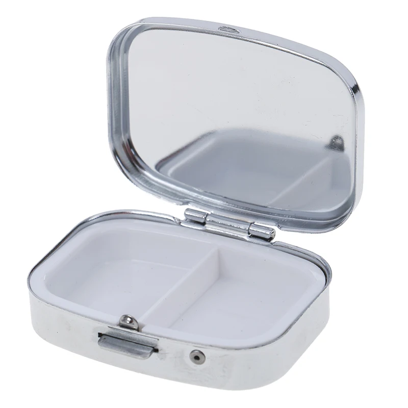 Portable Small Metal Round Rectangular Silver Tablet Pill Box Container Medicine Case Holder | Красота и здоровье
