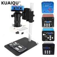 kuaiqu monocular microscope digital camera hdmi vga 38mp 1080p lens with led light workbench stand repair phone soldering