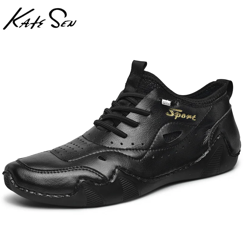 Новинка 2020 года Мужская кожаная повседневная обувь на плоской подошве ручной