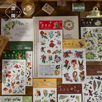 2pc mailing time series decorative stickers scrapbooking diy stick label diary stationery album vintage flower plant sticker
